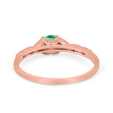 14K Gold 0.33ct Round Petite Dainty Art Deco 4mm G SI Diamond Engagement Wedding Ring