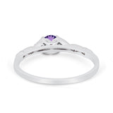 14K Gold 0.33ct Round Petite Dainty Art Deco 4mm G SI Diamond Engagement Wedding Ring