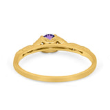 14K Gold 0.33ct Round Petite Dainty Art Deco 4mm G SI Diamond Engagement Wedding Ring