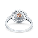 14K Gold 0.77ct Halo Art Deco Round 5.5mm G SI Diamond Engagement Wedding Ring