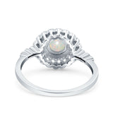 14K Gold 0.77ct Halo Art Deco Round 5.5mm G SI Diamond Engagement Wedding Ring