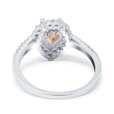 14K Gold 1.42ct Teardrop Pear Halo 8mmx6mm G SI Diamond Engagement Wedding Ring