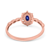 14K Gold 0.5ct Oval Vintage Floral 6mmx4mm G SI Diamond Engagement Wedding Ring