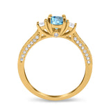 14K Gold 1.37ct Round Three Stone Vintage 6mm G SI Diamond Engagement Wedding Ring