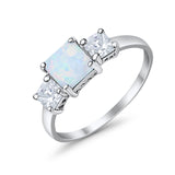 3 Stone Fashion Ring Princess Cut Simulated Cubic Zirconia 925 Sterling Silver