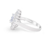 Vintage Oval Wedding Bridal Ring Round Simulated Cubic Zirconia 925 Sterling Silver