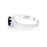 Three Stone Wedding Ring Pear Round Simulated Cubic Zirconia 925 Sterling Silver