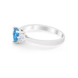 Three Stone Wedding Ring Pear Round Simulated Cubic Zirconia 925 Sterling Silver
