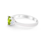 Three Stone Wedding Ring Pear Round Simulated Cubic Zirconia 925 Sterling Silver