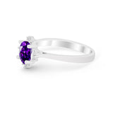 Halo Floral Art Deco Wedding Engagement Ring Round CZ 925 Sterling Silver