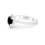 Halo Floral Art Deco Wedding Engagement Ring Round CZ 925 Sterling Silver