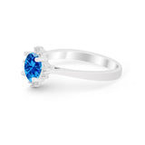 Halo Floral Art Deco Wedding Engagement Ring Round CZ 925 Sterling Silver
