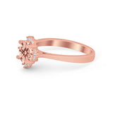 Halo Floral Art Deco Wedding Engagement Ring Round CZ 925 Sterling Silver