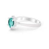 Halo Floral Art Deco Wedding Engagement Ring Round CZ 925 Sterling Silver