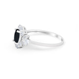 Oval Wedding Ring Vintage Round Simulated Cubic Zirconia 925 Sterling Silver
