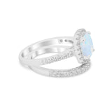 Two Piece Wedding Ring Band Round Simulated Cubic Zirconia 925 Sterling Silver