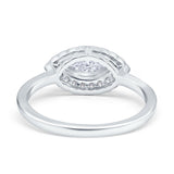 Floral Marquise Engagement Ring Simualted Cubic Zirconia 925 Sterling Silver