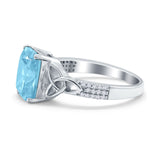 Emerald Cut Celtic Engagement Ring Simulated Cubic Zirconia 925 Sterling Silver