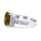 Emerald Cut Celtic Engagement Ring Simulated Cubic Zirconia 925 Sterling Silver