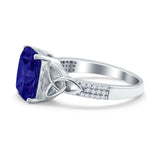 Emerald Cut Celtic Engagement Ring Simulated Cubic Zirconia 925 Sterling Silver