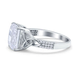 Emerald Cut Celtic Engagement Ring Simulated Cubic Zirconia 925 Sterling Silver