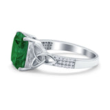 Emerald Cut Celtic Engagement Ring Simulated Cubic Zirconia 925 Sterling Silver