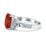 Emerald Cut Celtic Engagement Ring Simulated Cubic Zirconia 925 Sterling Silver