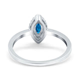 Halo Marquise Engagement Ring Simulated Cubic Zirconia 925 Sterling Silver