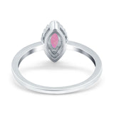 Halo Marquise Engagement Ring Simulated Cubic Zirconia 925 Sterling Silver