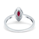 Halo Marquise Engagement Ring Simulated Cubic Zirconia 925 Sterling Silver