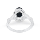 Art Deco Twisted Shank Wedding Ring Oval Round Cubic Zirconia 925 Sterling Silver