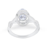 Art Deco Twisted Shank Wedding Ring Oval Round Cubic Zirconia 925 Sterling Silver