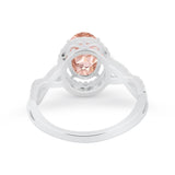 Art Deco Twisted Shank Wedding Ring Oval Round Cubic Zirconia 925 Sterling Silver
