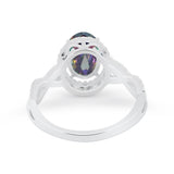Art Deco Twisted Shank Wedding Ring Oval Round Cubic Zirconia 925 Sterling Silver