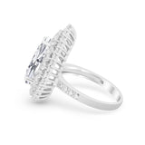 Teardrop Cocktail Ring Pear Round Cubic Zirconia 925 Sterling Silver