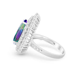 Teardrop Cocktail Ring Pear Round Cubic Zirconia 925 Sterling Silver