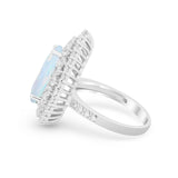 Teardrop Cocktail Ring Pear Round Cubic Zirconia 925 Sterling Silver