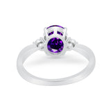 Three Stone Wedding Ring Round Simulated Cubic Zirconia 925 Sterling Silver