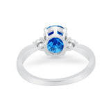 Three Stone Wedding Ring Round Simulated Cubic Zirconia 925 Sterling Silver