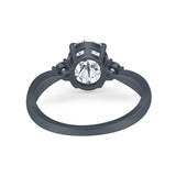 Three Stone Wedding Ring Round Simulated Cubic Zirconia 925 Sterling Silver
