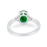 Three Stone Wedding Ring Round Simulated Cubic Zirconia 925 Sterling Silver