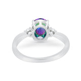 Three Stone Wedding Ring Round Simulated Cubic Zirconia 925 Sterling Silver
