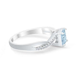 Princess Cut Wedding Ring Round Simulated Cubic Zirconia 925 Sterling Silver
