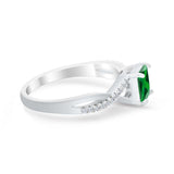 Princess Cut Wedding Ring Round Simulated Cubic Zirconia 925 Sterling Silver