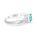 Princess Cut Wedding Ring Round Simulated Cubic Zirconia 925 Sterling Silver