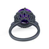 Large Stone Cocktail Ring Art Deco Simulated Cubic Zirconia 925 Sterling Silver