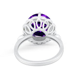 Large Stone Cocktail Ring Art Deco Simulated Cubic Zirconia 925 Sterling Silver