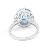 Large Stone Cocktail Ring Art Deco Simulated Cubic Zirconia 925 Sterling Silver
