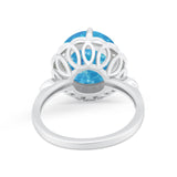 Large Stone Cocktail Ring Art Deco Simulated Cubic Zirconia 925 Sterling Silver