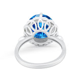 Large Stone Cocktail Ring Art Deco Simulated Cubic Zirconia 925 Sterling Silver
